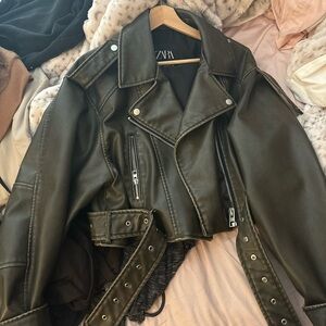 Zara Cropped Biker Jacket